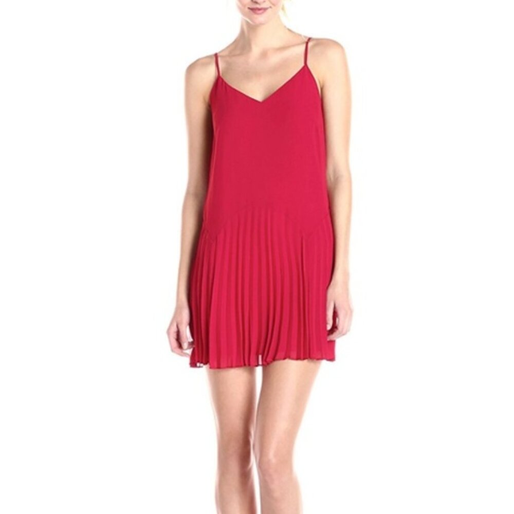 BCBGeneration Vibrant Red Pleated Cami Dress - Size S- Perfect for Any Occasion!